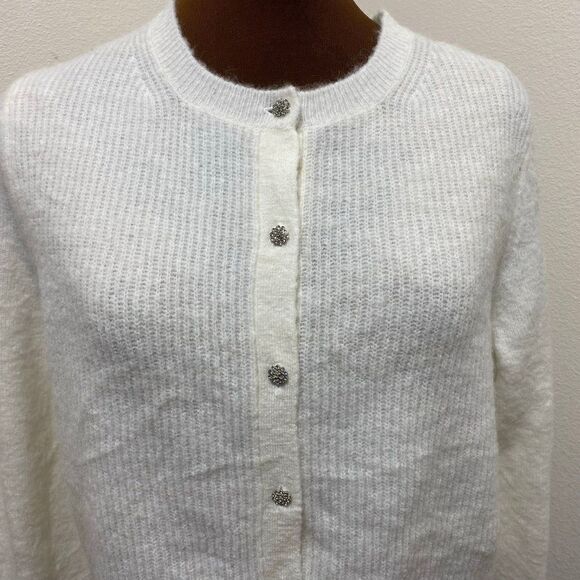 Boden Jewel Button Fluffy Cardigan Sweater Size Medium - Picture 2 of 6